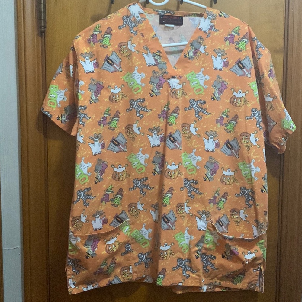 Holiday scrub tops